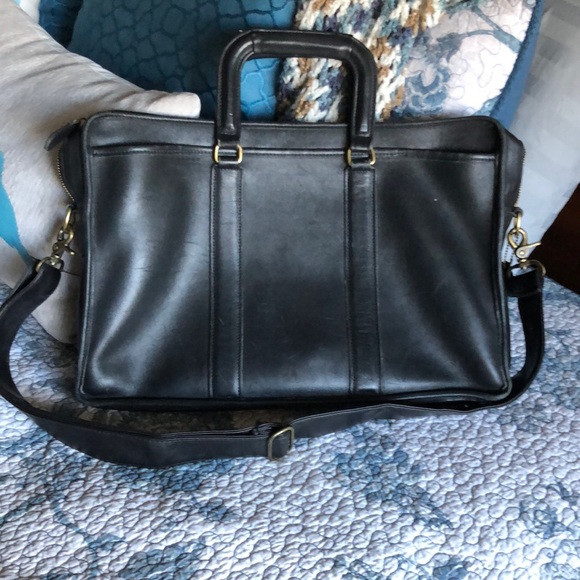 Coach Black Leather #5296 Briefcase Messenger - Picture 1 of 16